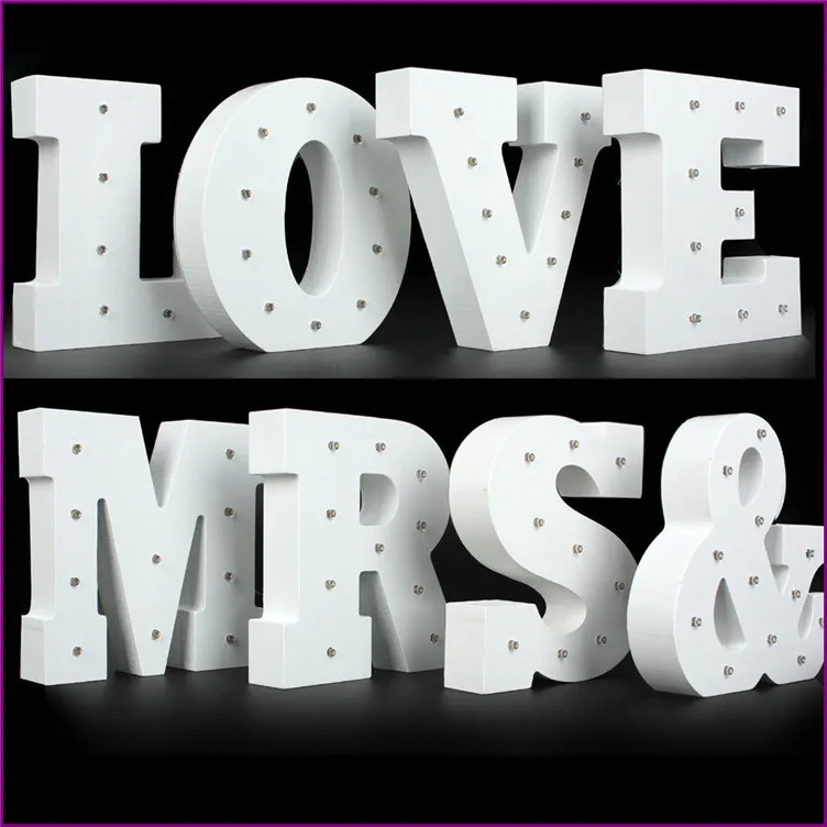 Белая деревянная декоративная буква фигурка поделки светодиодный шатер знак
