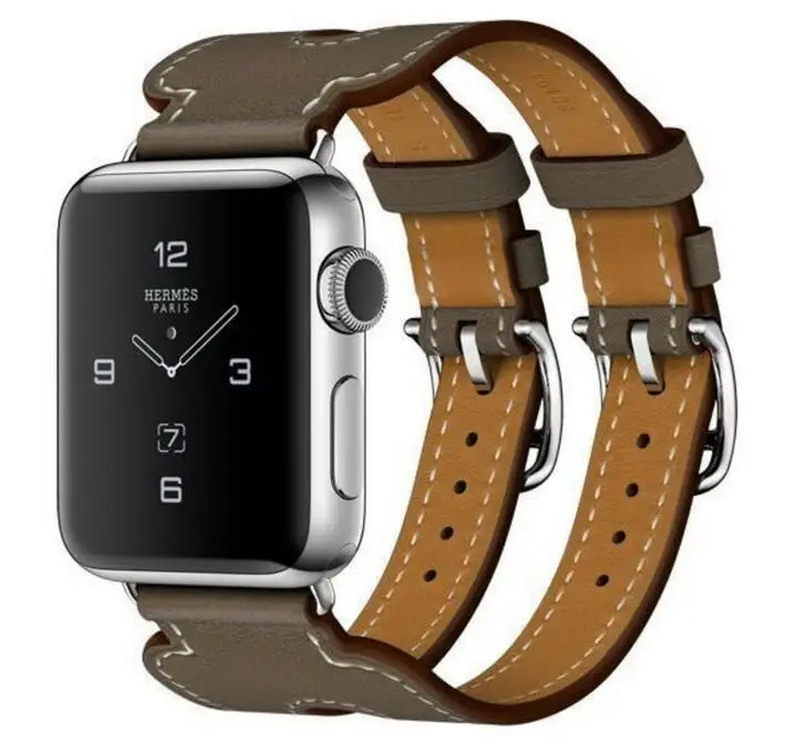 Серия 5/4/3/2/1 браслет из натуральной кожи с двойной пряжкой для Apple Watch 38 мм 40 42 44