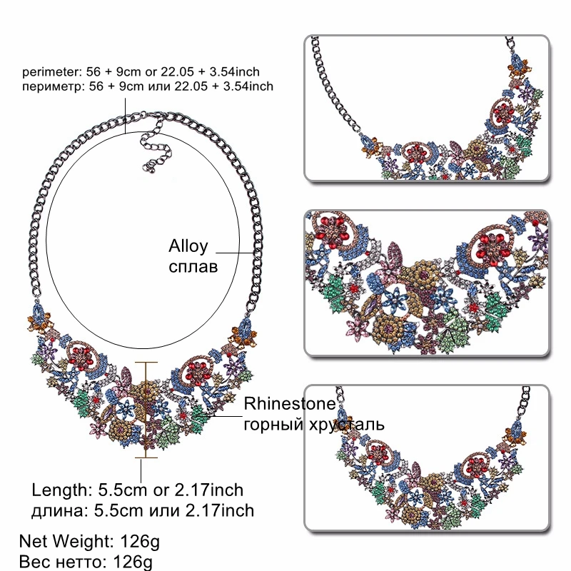 

DiLiCa Vintage Necklace for Women Rhinestone Flower Statement Necklaces Pendants Colorful Chunky Choker Costume Jewelry