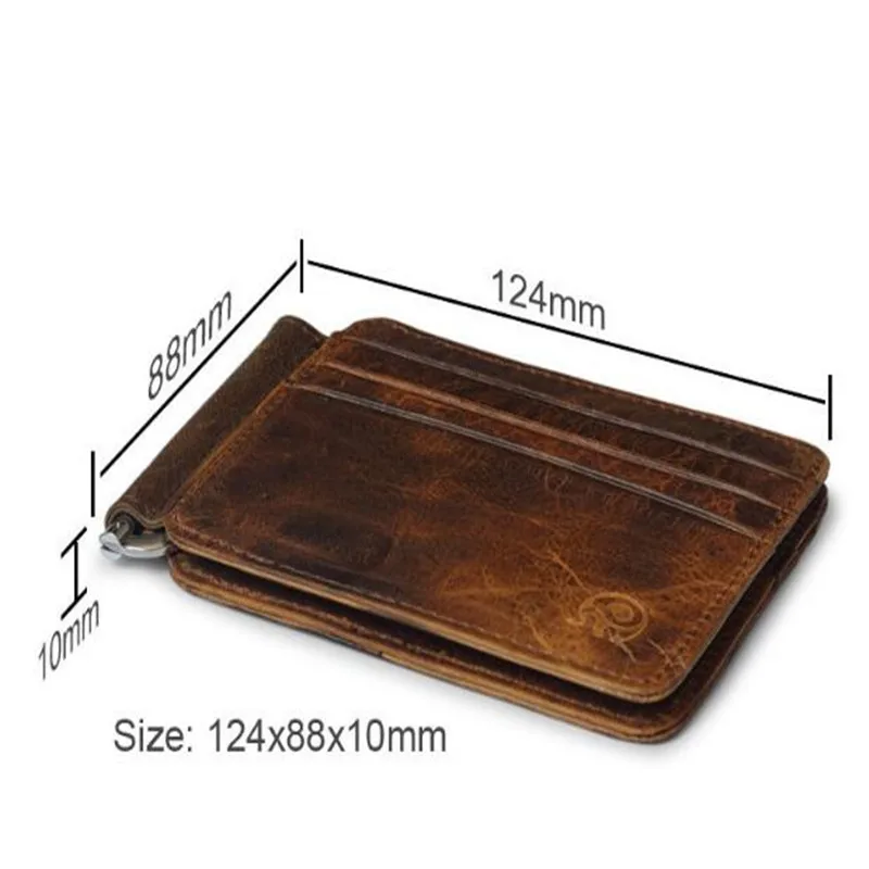 Wholesale Vintage Wallet Money Clip Men Genuine Leather Clamp for Holder Cash Credit Card Case 12 Pocket Cards | Багаж и сумки