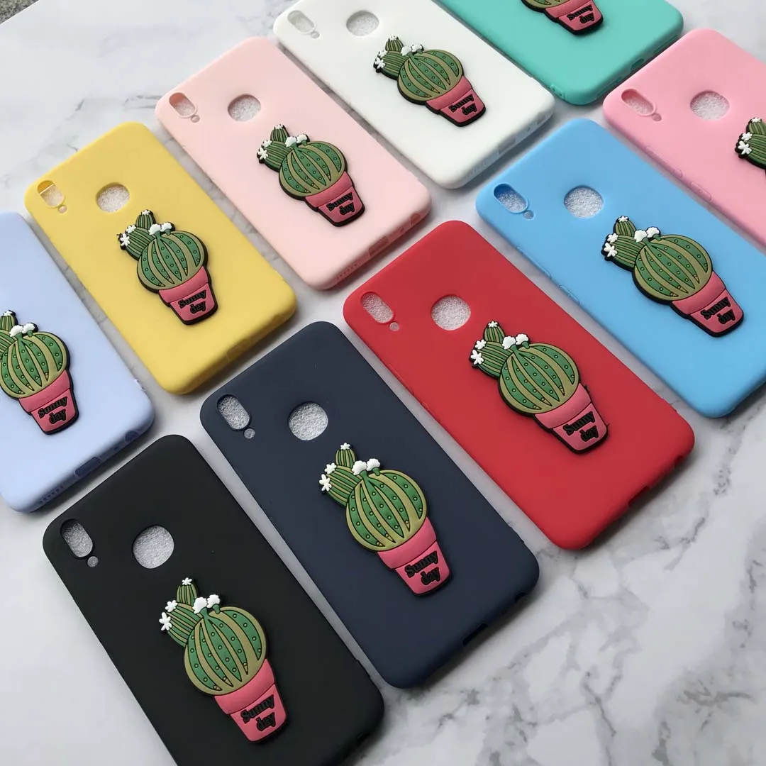 Карамельный цвет с 3D кактус патч для samsung J1 J2 J3 J5 J7 J8 Pro 2015 2016 2017 2018 Plus c7 C8 кремния