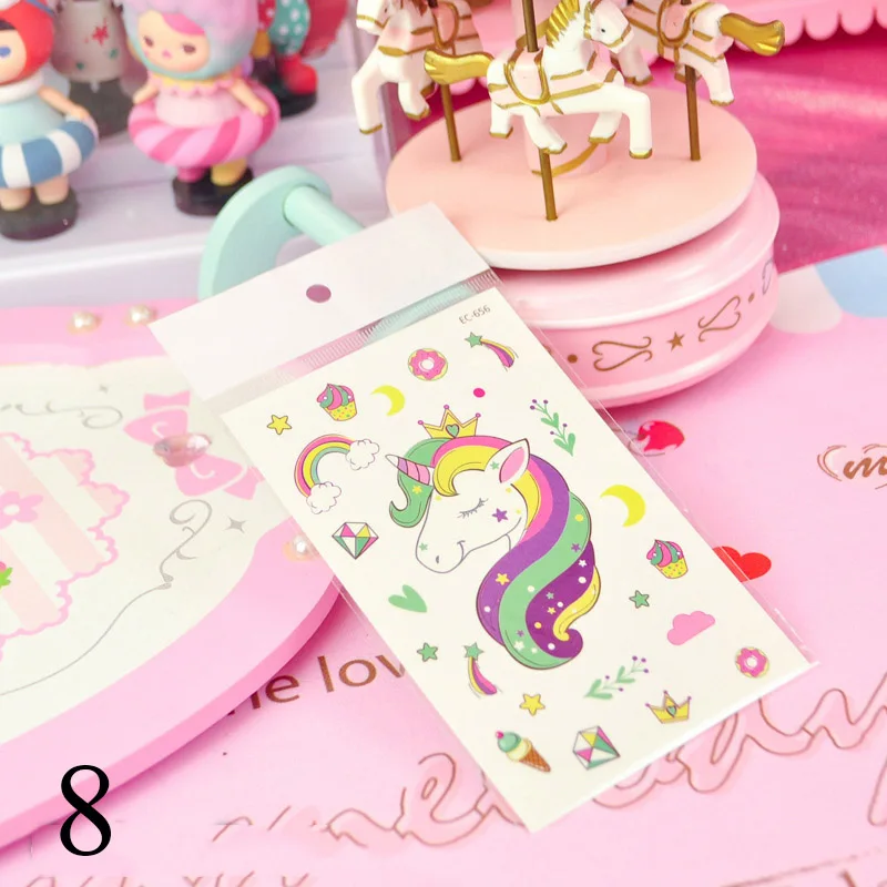 8 Мультипликационные наклейки с единорогом Kawaii, луна, звезда, радуга, единорог, декоративные клеящиеся наклейки, украшения для скрапбукинга, альбомы сделай сам для девочек - Цвет: 8