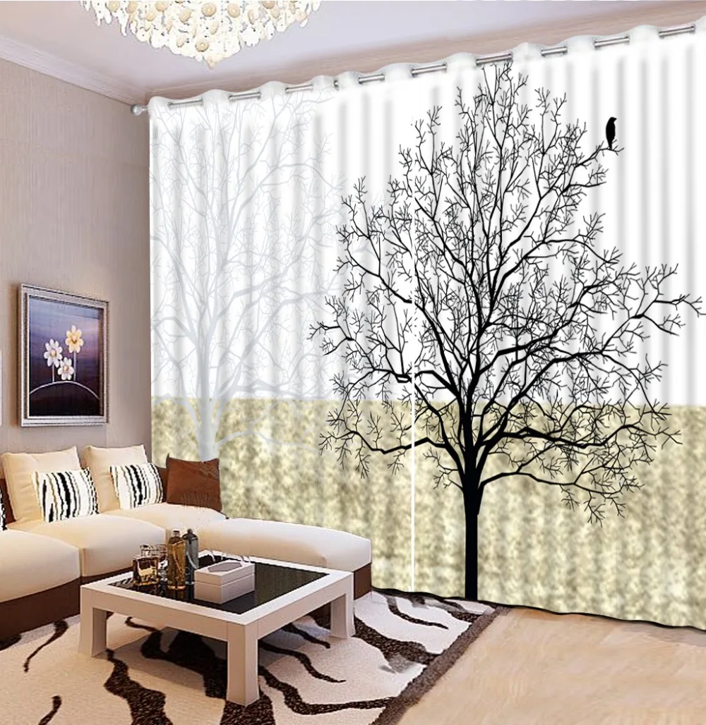 Home Decor Гостиная Природный Искусство современная спальня шторы 3d абстрактные