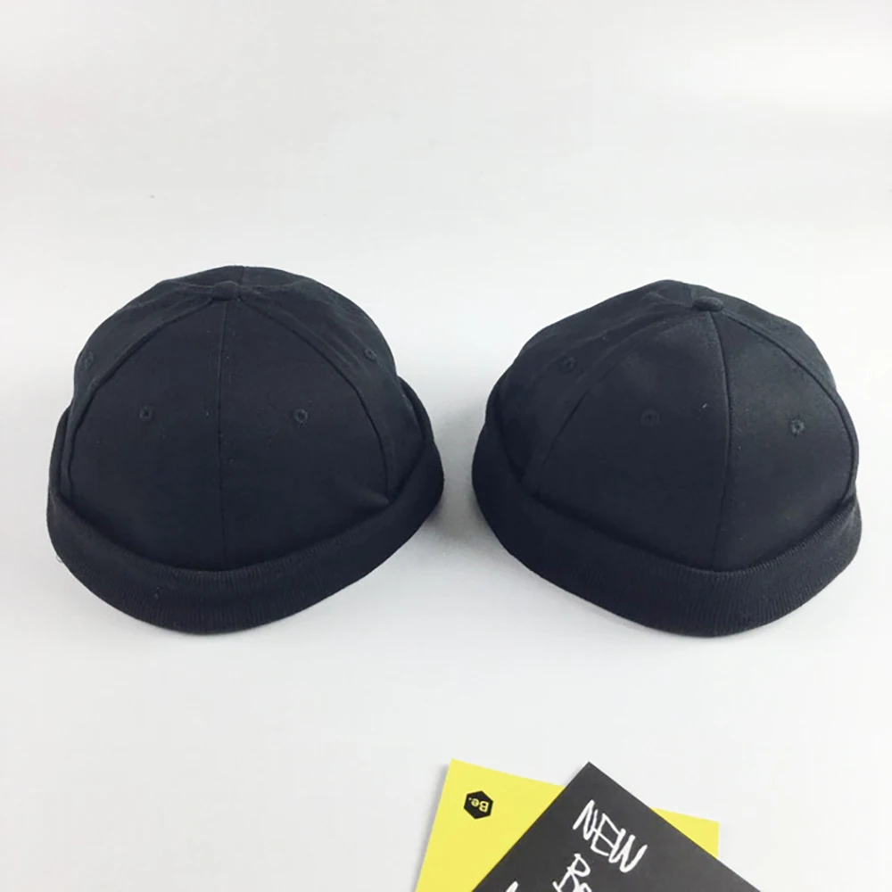 Мужская кепка без полей из хлопка с черепом ретро Регулируемая гофрированная