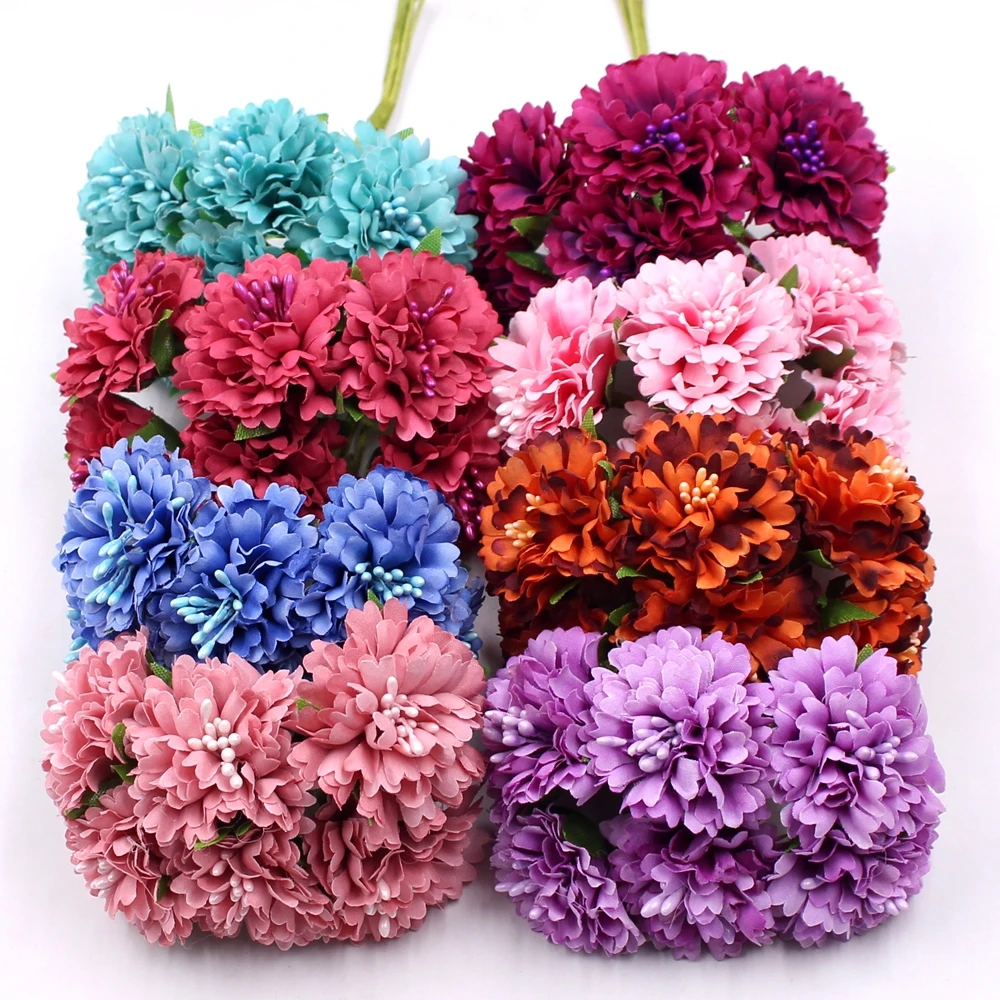 

Marigold 6pcs/bunch 3.5cm mini daisy flower bouquet artificial flower wedding decoration diy craft home decoration accessories