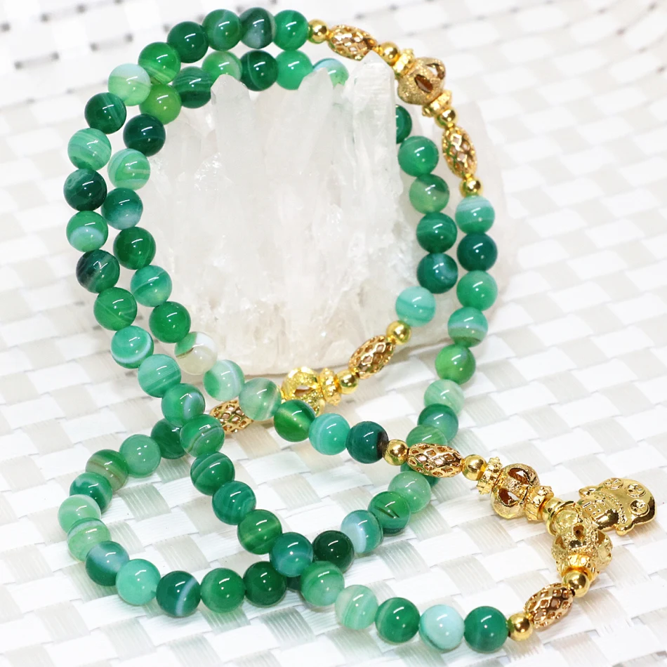 Аксессуары золотого цвета 6 мм из натурального камня зеленые вены агата круглые