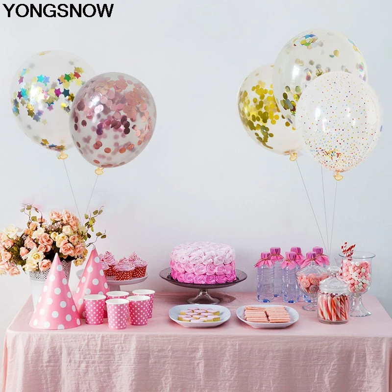 YONGSNOW 5/10p 12 дюймов латексный прозрачный шар конфетти для дня рождения вечеринки