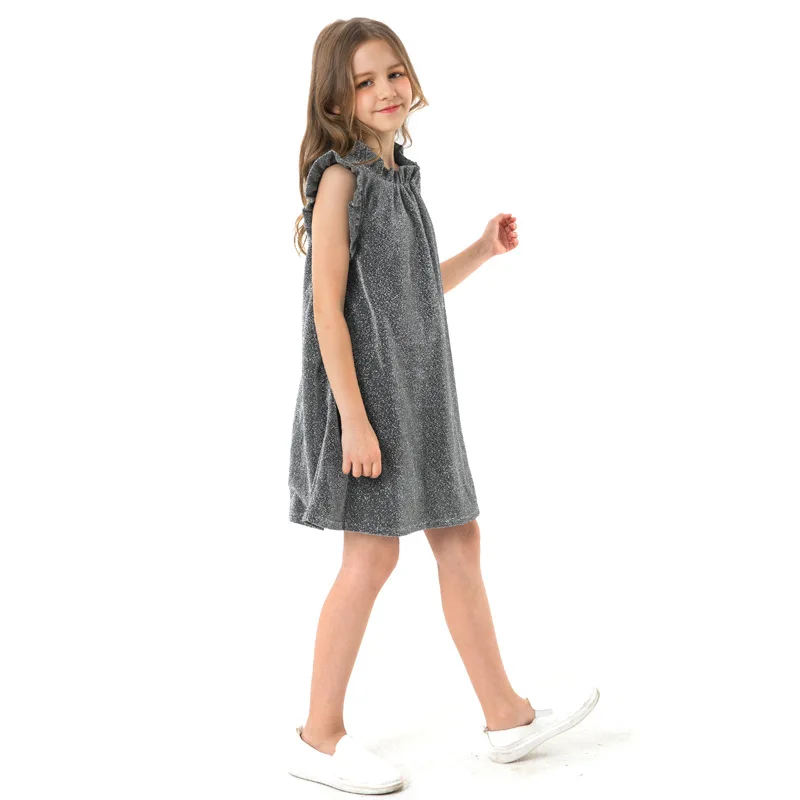 Summer Baby Kids Girl Dress 2019 Casual Solid Gray 10 12 Year Teenager Cute Princess Party Teen Dresses for Girls Children | Детская