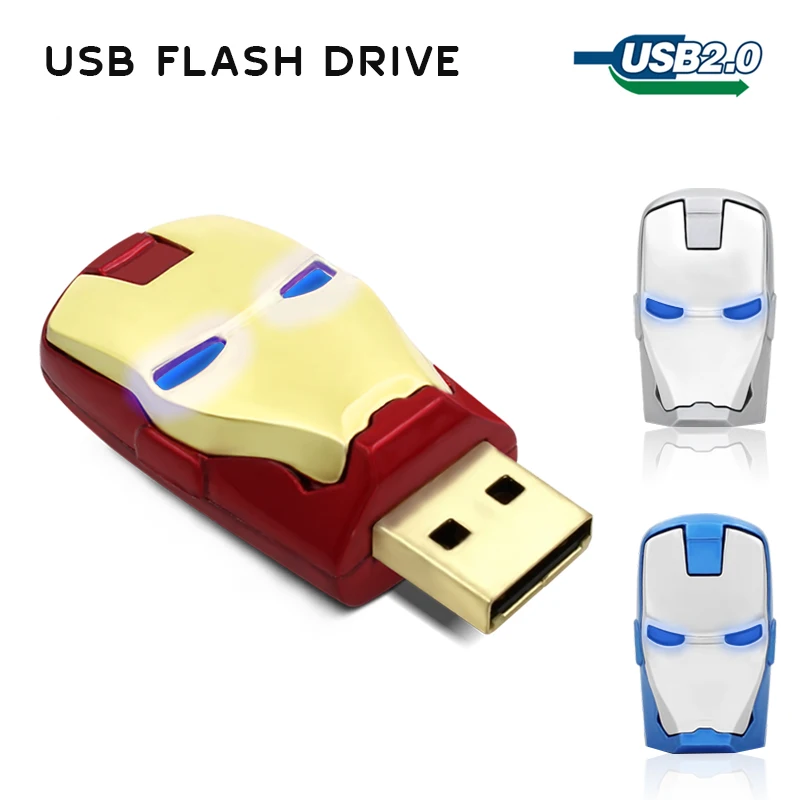 Металлический флеш-накопитель USB 4 Гб 8 Гб пендрайв 16 Гб накопители 32 Гб флеш-карта 64 Гб Железный человек на.