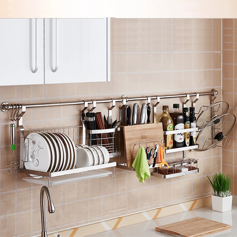 Полка для кухни из нержавеющей стали DIY настенные держатели подвесного хранения