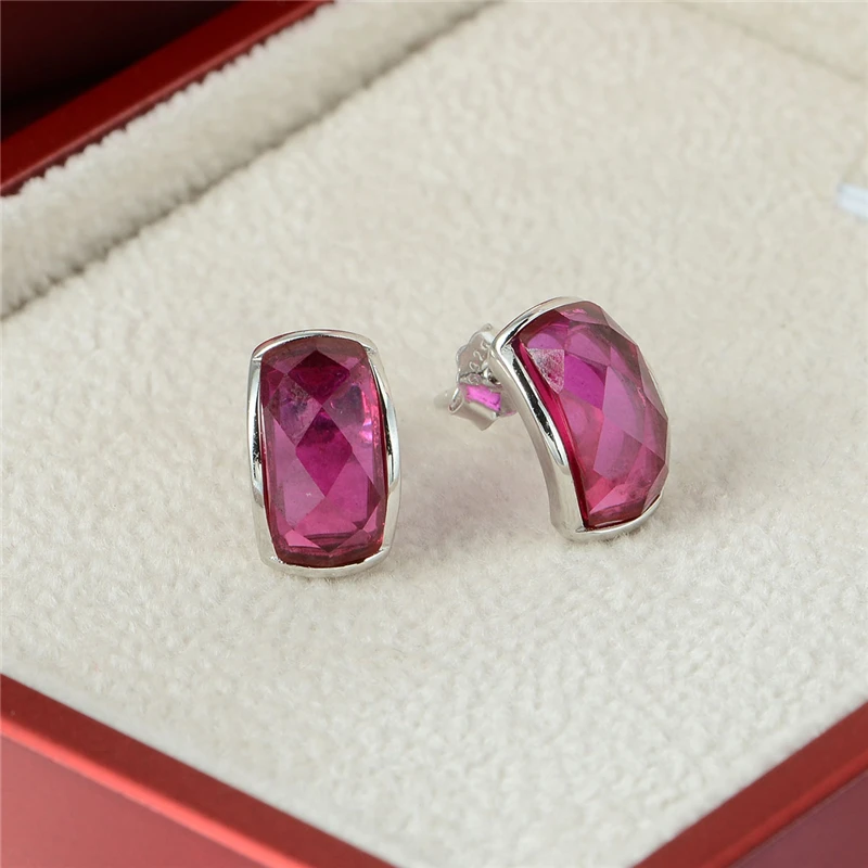 GW Jewelry Hot Natural Red Clip Earrings Genuine 925 Sterling Silver New Women On Sale Outstanding FE370H90 | Украшения и