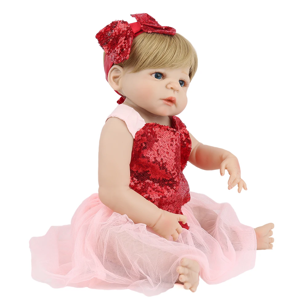 NPKDOLL Baby Reborn Doll полностью винил для ванной девочек блонд волосы парики принцесса