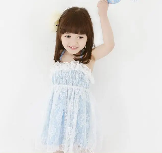 children's female summer child clothing kid's suspender dresses sweet children lace one-piece halter dress | Детская одежда и