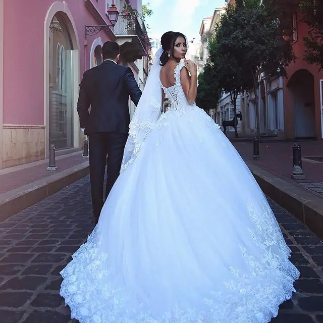 Романтический Trouwjurk Кружева Бальное платье Свадебные Платья 2017 robe de mariage