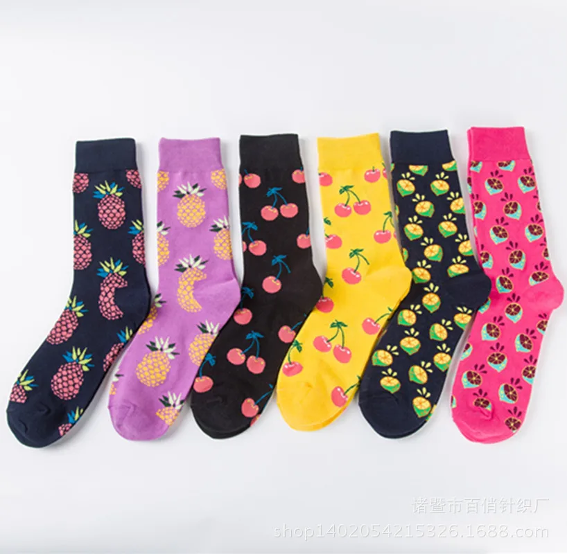 Random 1 Pair Happy Socks индивидуальные носки для мужчин и женщин, модные носки, носки без пятки фруктовые серии, лимон, ананас, Вишня - Цвет: Random 1 Pair