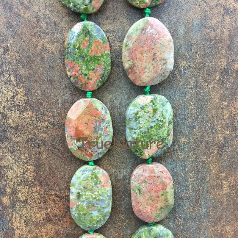 

Natural Unakites Loose Beads, Full Strand Wholesale Price Faceted Random Shape Unakites Stone Jewelry In 30*40 mm BE7545