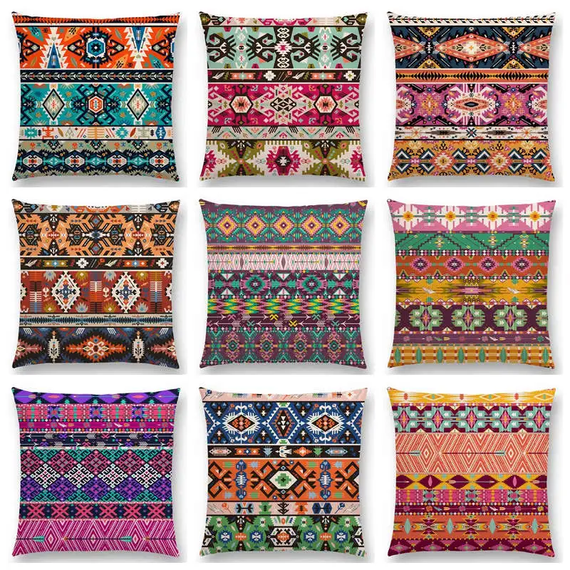 Цветной бесшовный чехол для дивана с декоративными принтами из Aztec необычный
