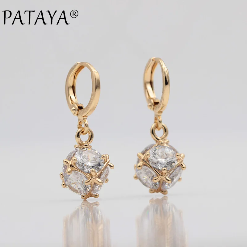 PATAYA, Новое поступление, модные, 585, розовое золото, квадратные, натуральный циркон, длинные висячие серьги для женщин, для свадьбы, вечеринки, Роскошные, хорошее ювелирное изделие