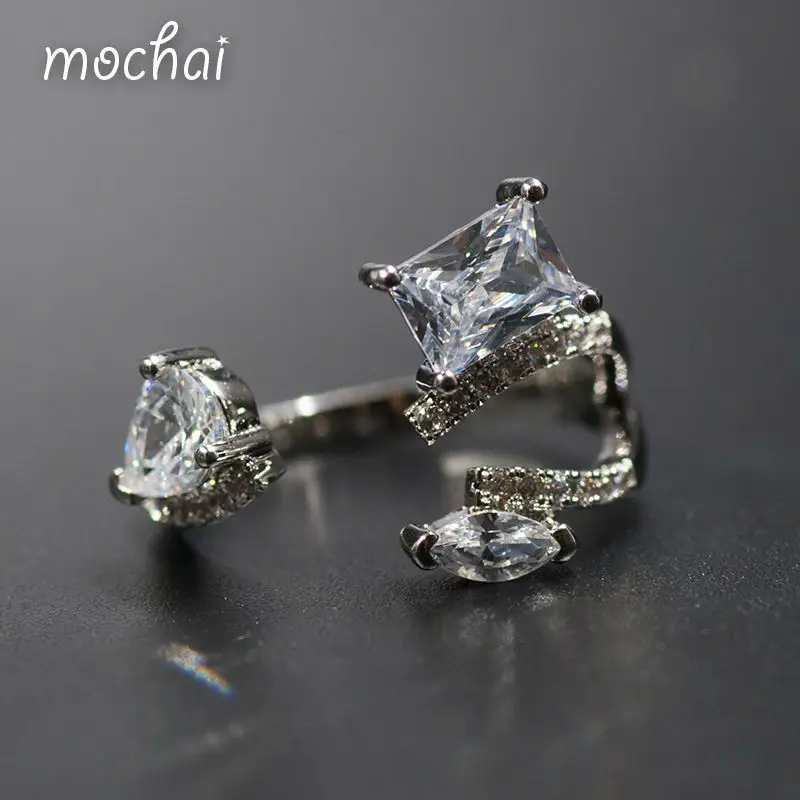 Простой crystle18k Золотой квадрат и Овальный Шарм манжеты Кольца проложить AAA