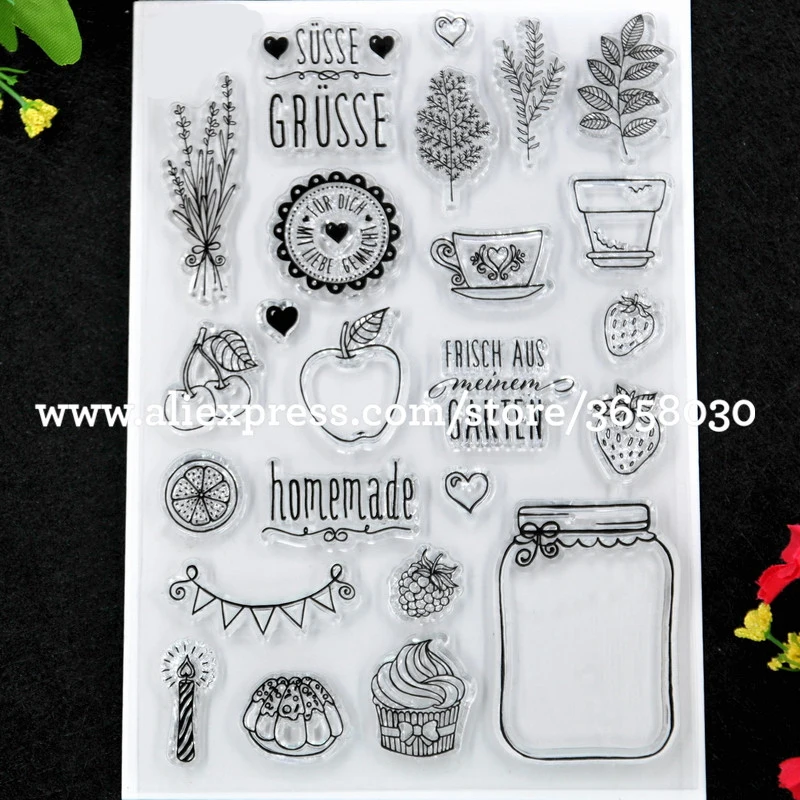 Немецкий GARTEN самодельные листья фрукты скрапбук DIY фото карты резиновый чистый