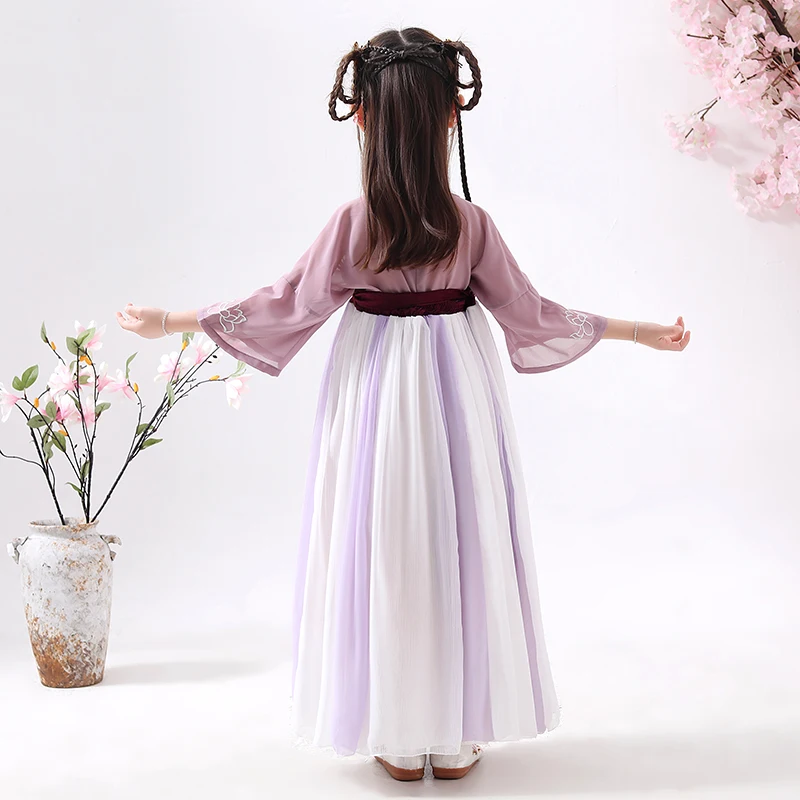 Hanfu/костюм для девочек Летняя одежда в китайском стиле Детская древняя и