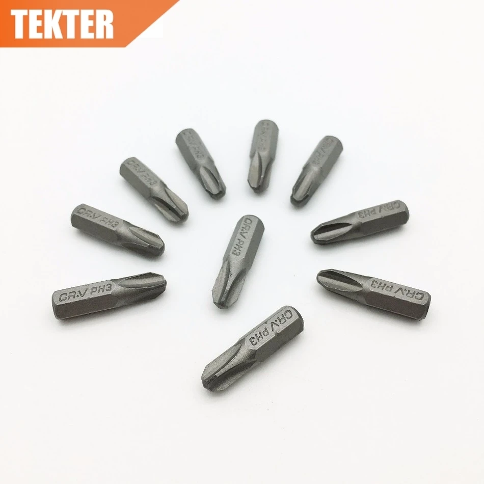 TEKTER 10 шт. хром ванадиевая Cr v сталь #3 пиллипс отвертка Биты 25 мм шестигранный