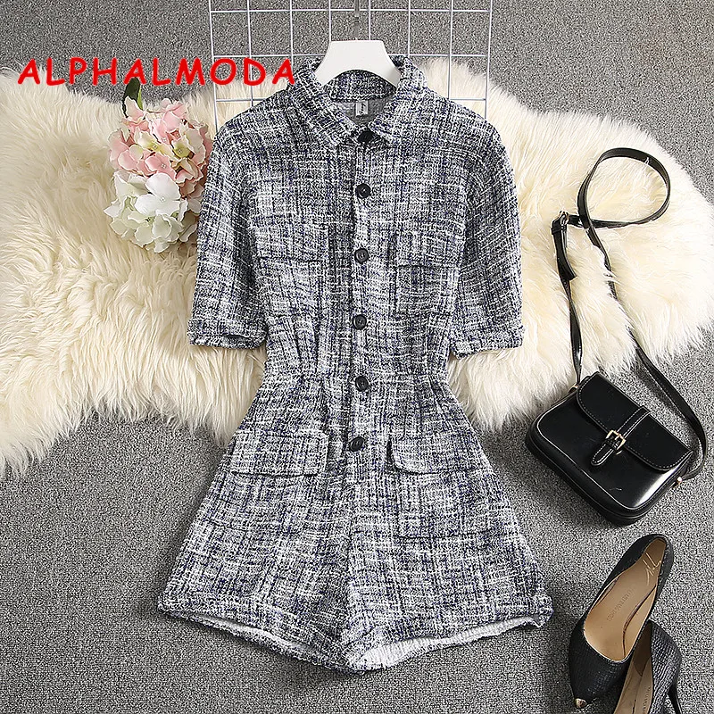 Женский костюм пляжного типа ALPHALMODA однобортный твидовый с короткими рукавами на