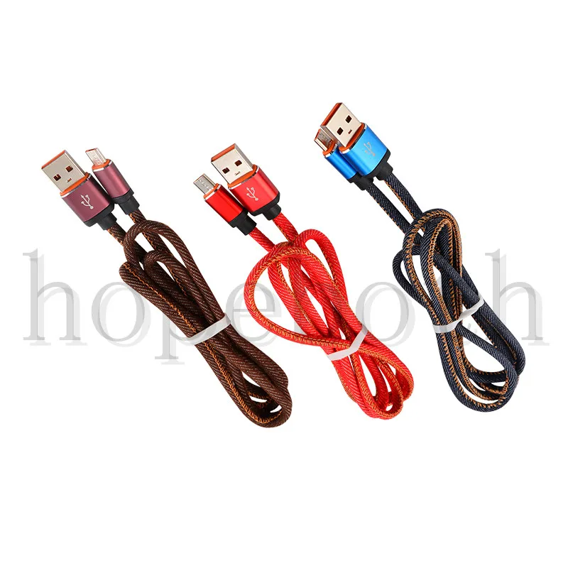 USB кабель для iPhone 7 6 6s 8 Быстрая зарядка 1 м синие джинсовые кабели Lightning MicroUSB V8