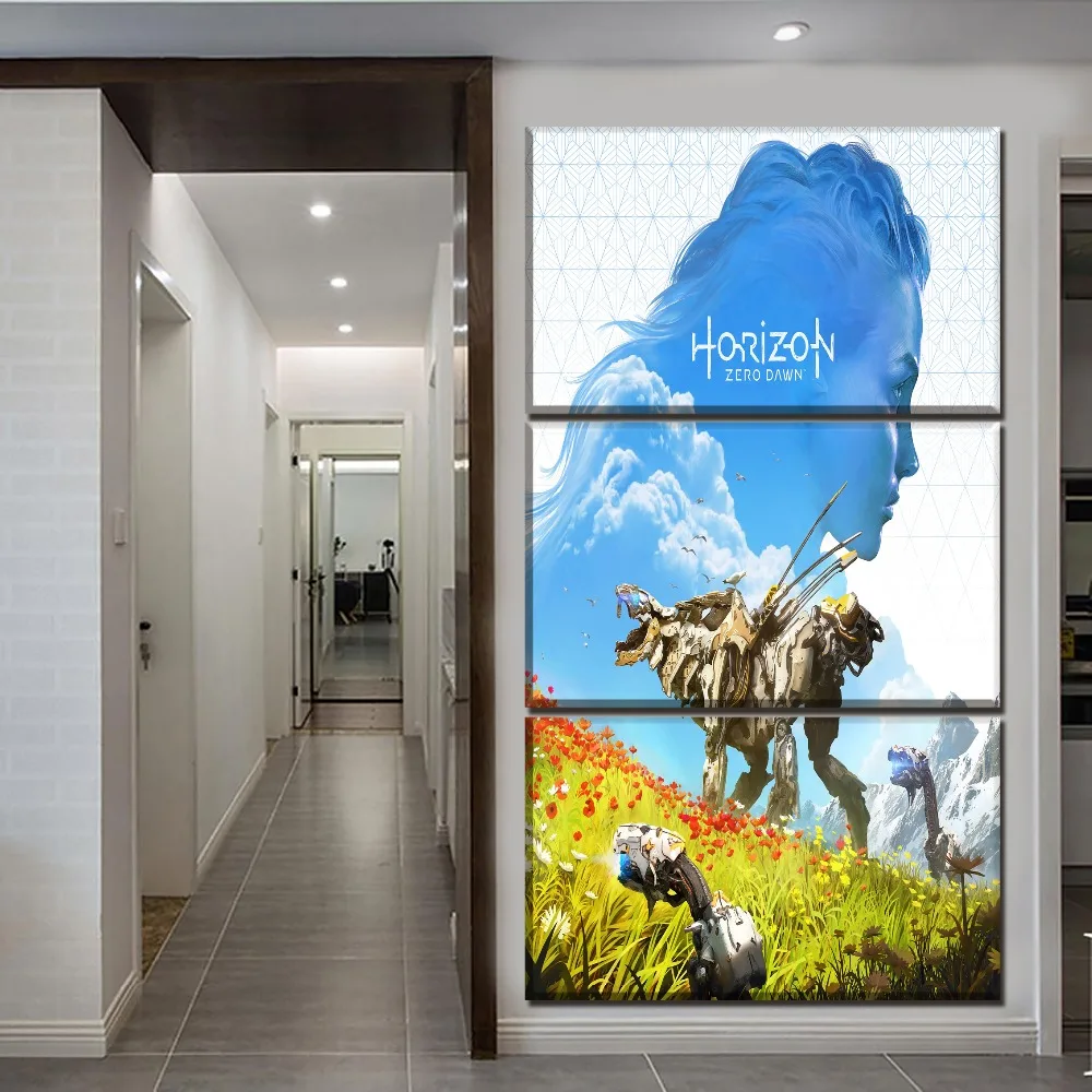 Canvas Print Picture Wall Art 3 Pcs Game Horizon Zero Dawn Aloy And Girl Paintings Home Decor Module Poster Living Room Frame | Дом и сад