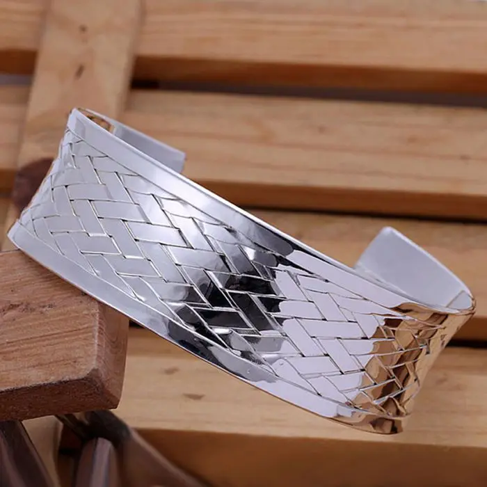 silver plated bangle bracelet 925 jewelry fashion Finished Weaved Bangle tvh dcw | Украшения и аксессуары