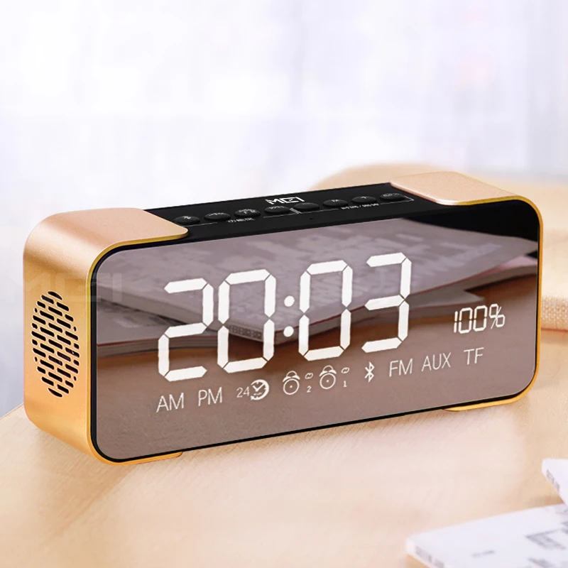 Портативный Bluetooth динамик со светодиодной Будильник Высокое разрешение звуковая