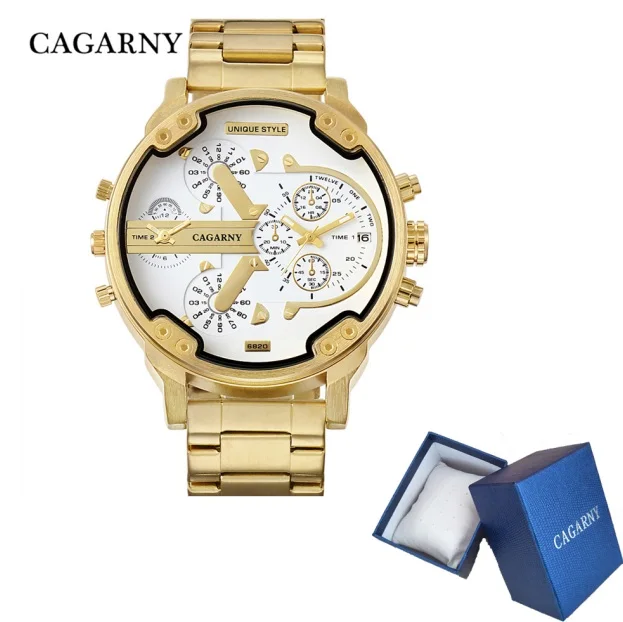 watch with box4 Военная Relogio Masculino Элитный бренд Для мужчин часы модные Для мужчин кварцевые часы Cagarny Прохладный Большой случае Наручные часы человек Relojes - Цвет: watch with box4