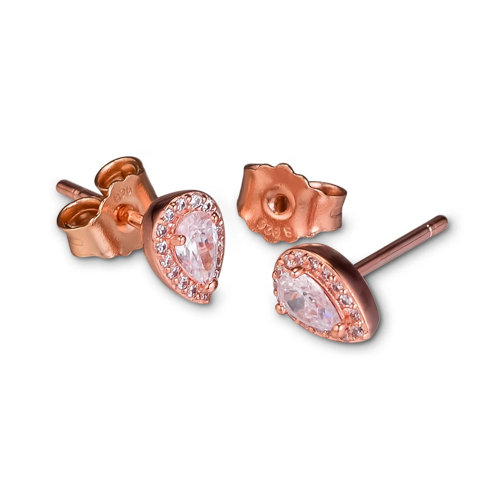 

Radiant Teardrops Rose Stud Earring 100% 925 Sterling-Silver-Jewelry Free Shipping