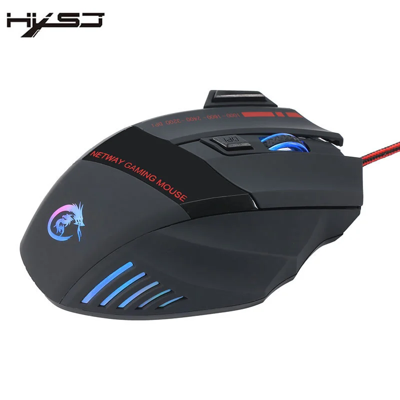 HXSJ Gaming Mouse Регулируемые 3200 ТОЧЕК/ДЮЙМ 7 Кнопок Оптический USB Мышки Gamer Красочные