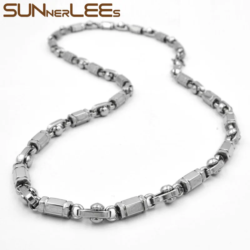 Цепочка SUNNERLEES из нержавеющей стали 316L ожерелье с геометрическими звеньями 6 мм