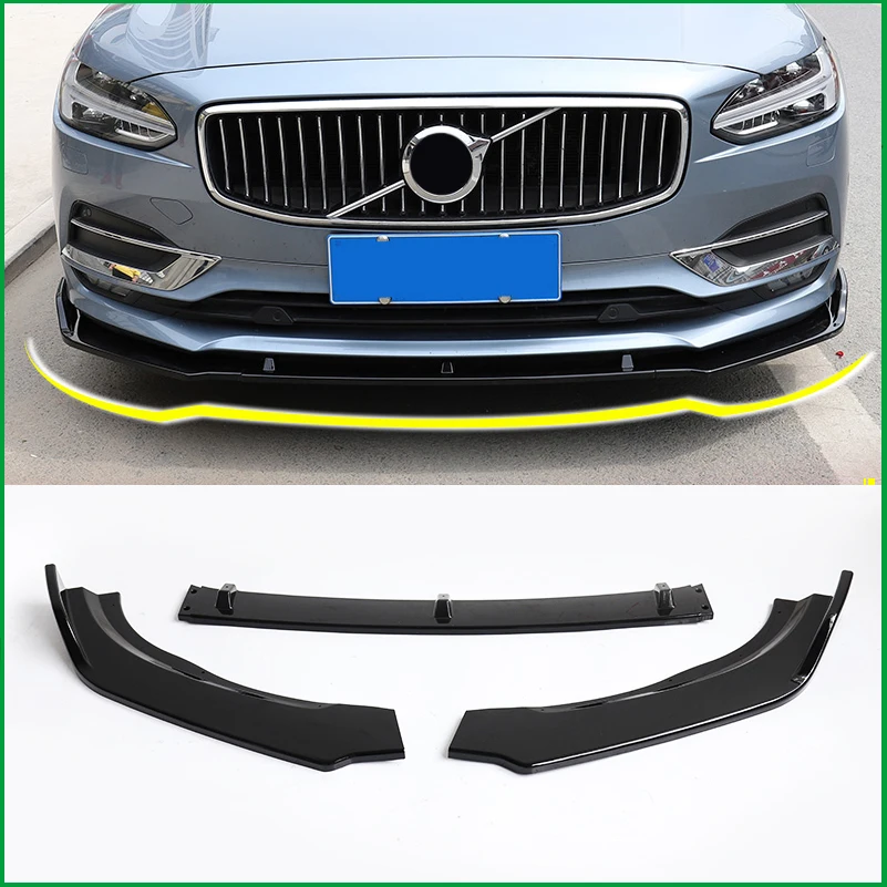 

Car Styling For Volvo S90 2016-2019 ABS Front Bumper Lip Lower Grille Protector Plate Spoiler Lip Cover Trim Decorative Strip