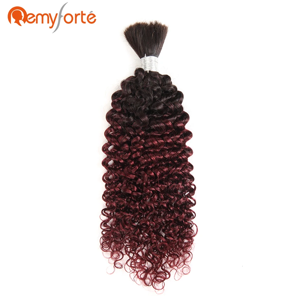 Remy Forte Hair Brazilian Curly Human Bulk Hair For Braiding No Weft Free Shipping 10 To 30 Inch Braids Hair Bundles Ombre 99J