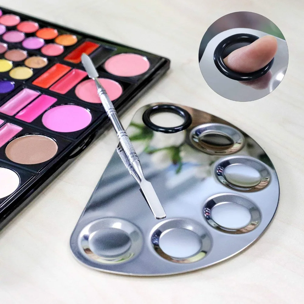 Makeup Palette Spatula Mixing Tray - Stainless Steel Cosmetic Blending Tool (L0552) image 2