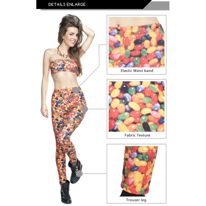 Новый милый полиэстер удобные Мотобрюки красочные 3D печати конфеты узор Для