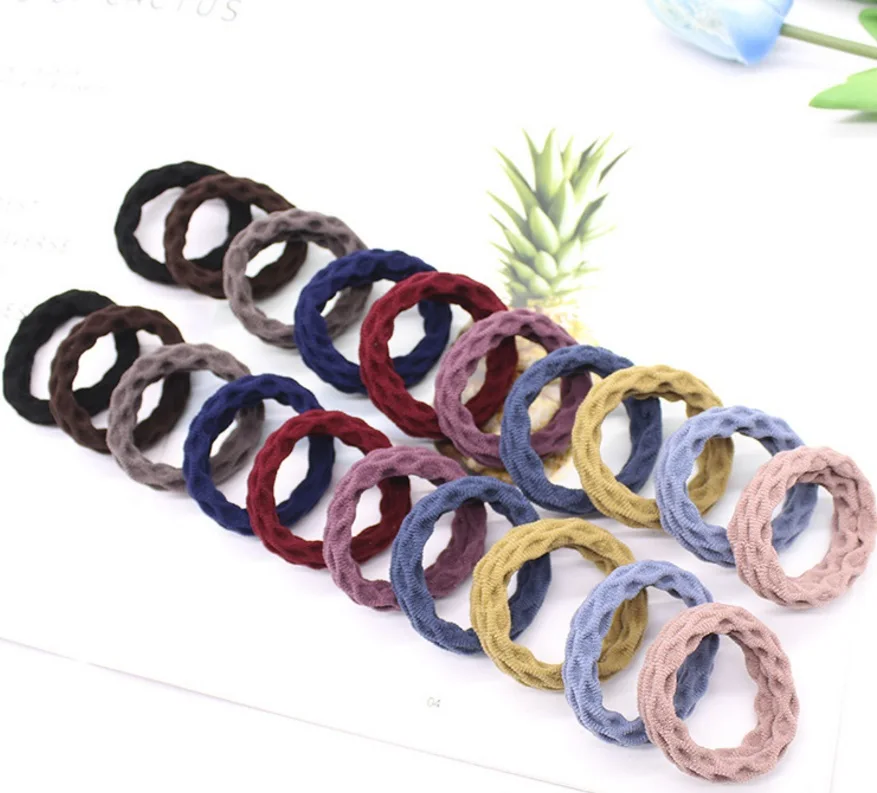 style3 random 20 шт./лот, корейские женские эластичные резинки для волос, одноцветные кольца для полотенец, волнистые геометрические аксессуары для волос для женщин, лента для волос, модные резинки для волос - Цвет: style3 random