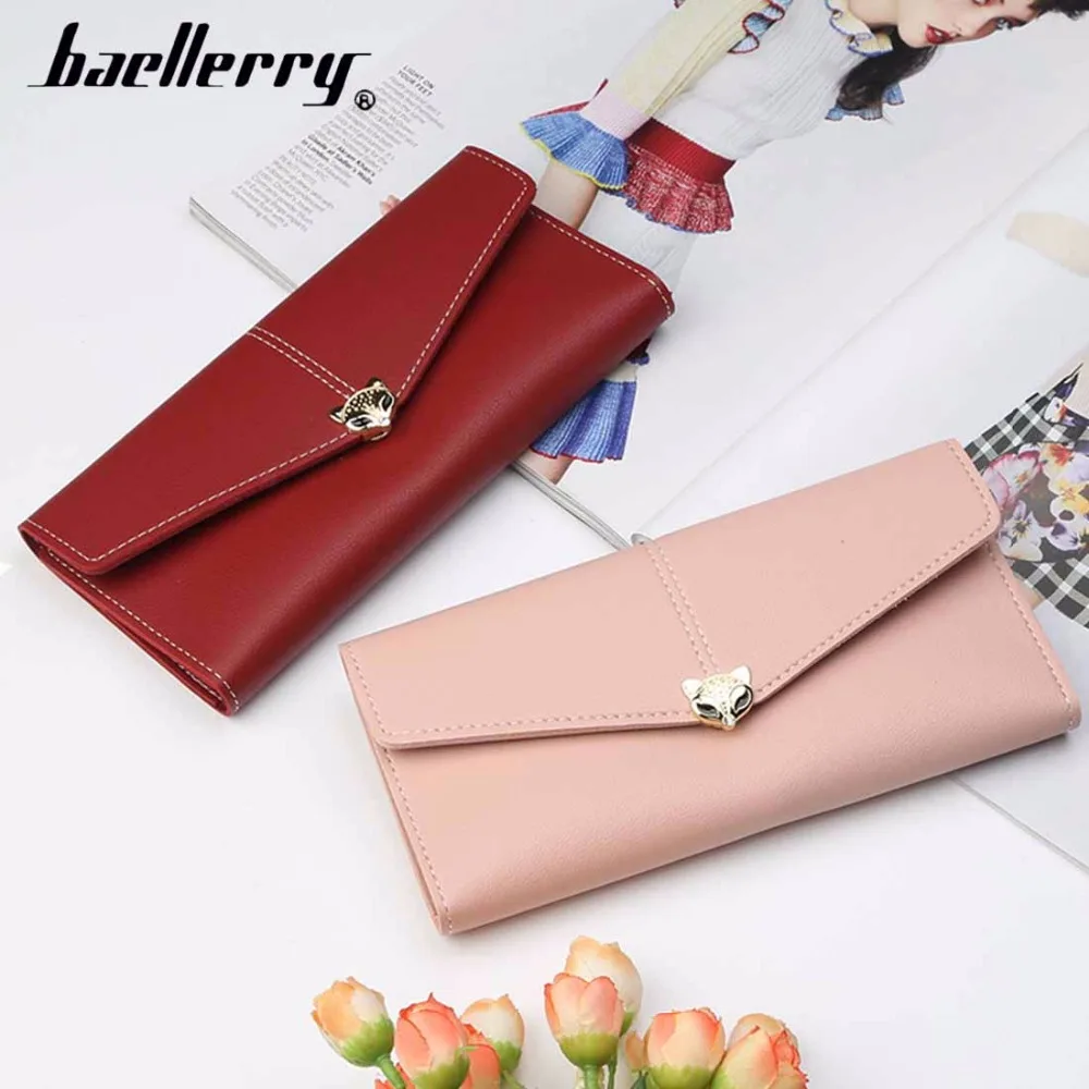 2018 кошельки для женщин baellerry Fox длинный PU кожаный красный женский кошелек карман