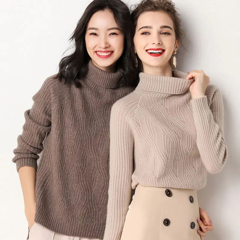 Stylish ladies turtleneck pullover oversized sweater long-sleeved Sherpa cashmere free Shopping | Женская одежда
