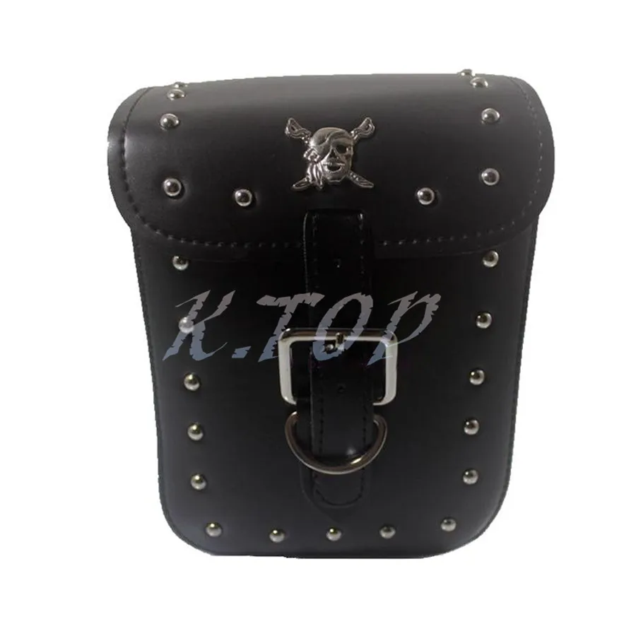 Черный Мотоцикл Череп искусственная кожа продолговатый инструмент багажная