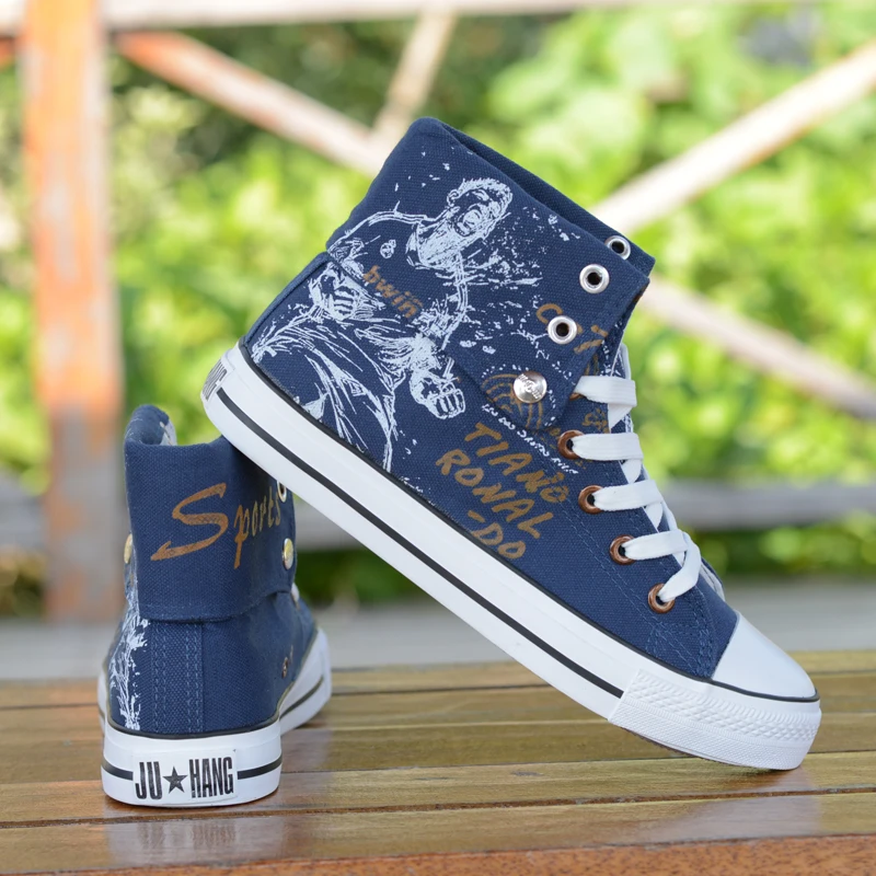 Новая модная мужская парусиновая обувь Высокая Повседневная джинсовая на