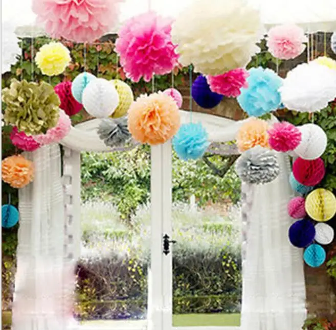 Промо акция 16 дюймов (40 см) 200 шт Большой ткани haning бумажный помпон baby shower бумажные