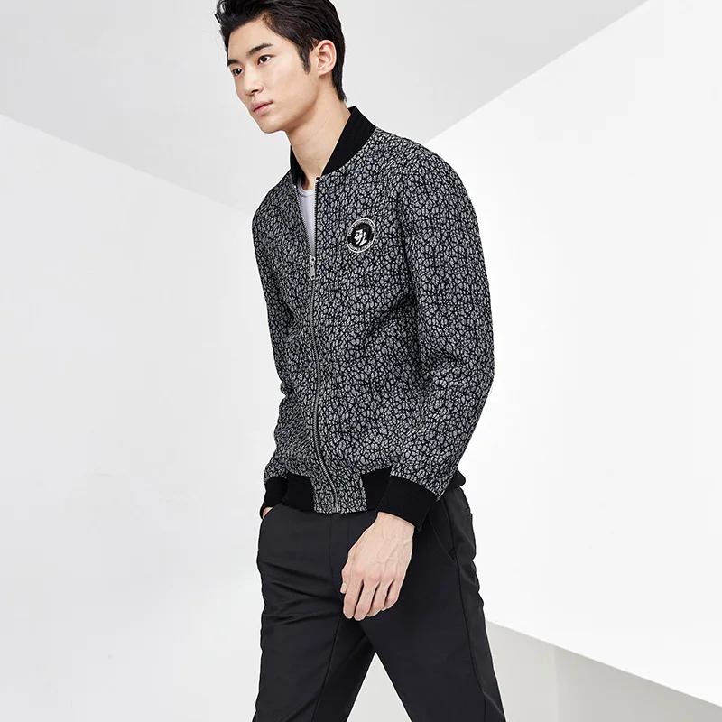 GXG Mens slim gray print loose black jacket #63821002 | Мужская одежда
