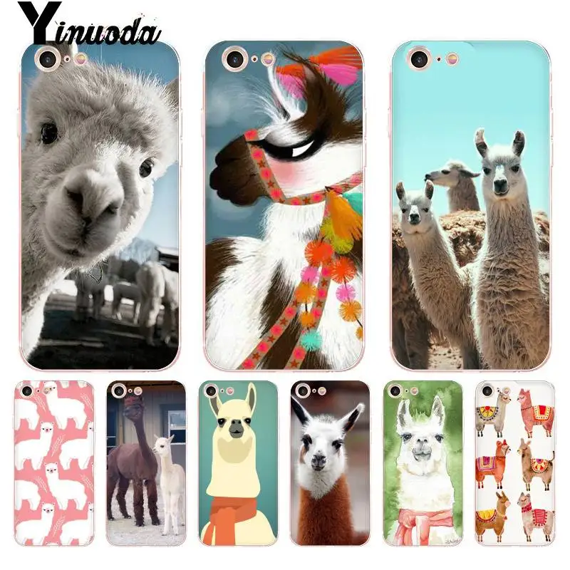 Чехол Yinuoda для iPhone 7 6 X чехол с ламой альпаками прозрачный телефона животными 8 6S Plus