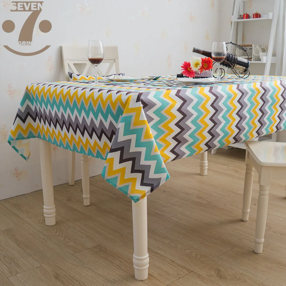 Free Shipping Cute Thick Slubbed Microfiber Cloth Light Blue Waves Square Rectangle Anti-skid Table Cover | Дом и сад