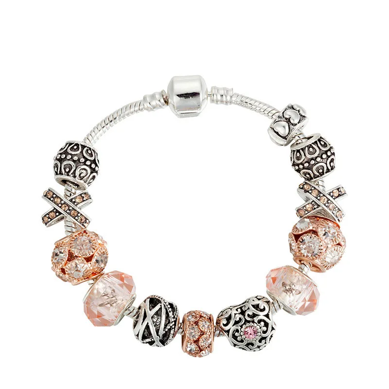 Модные браслеты pandora в Европейском стиле ручной работы очаровательные для женщин