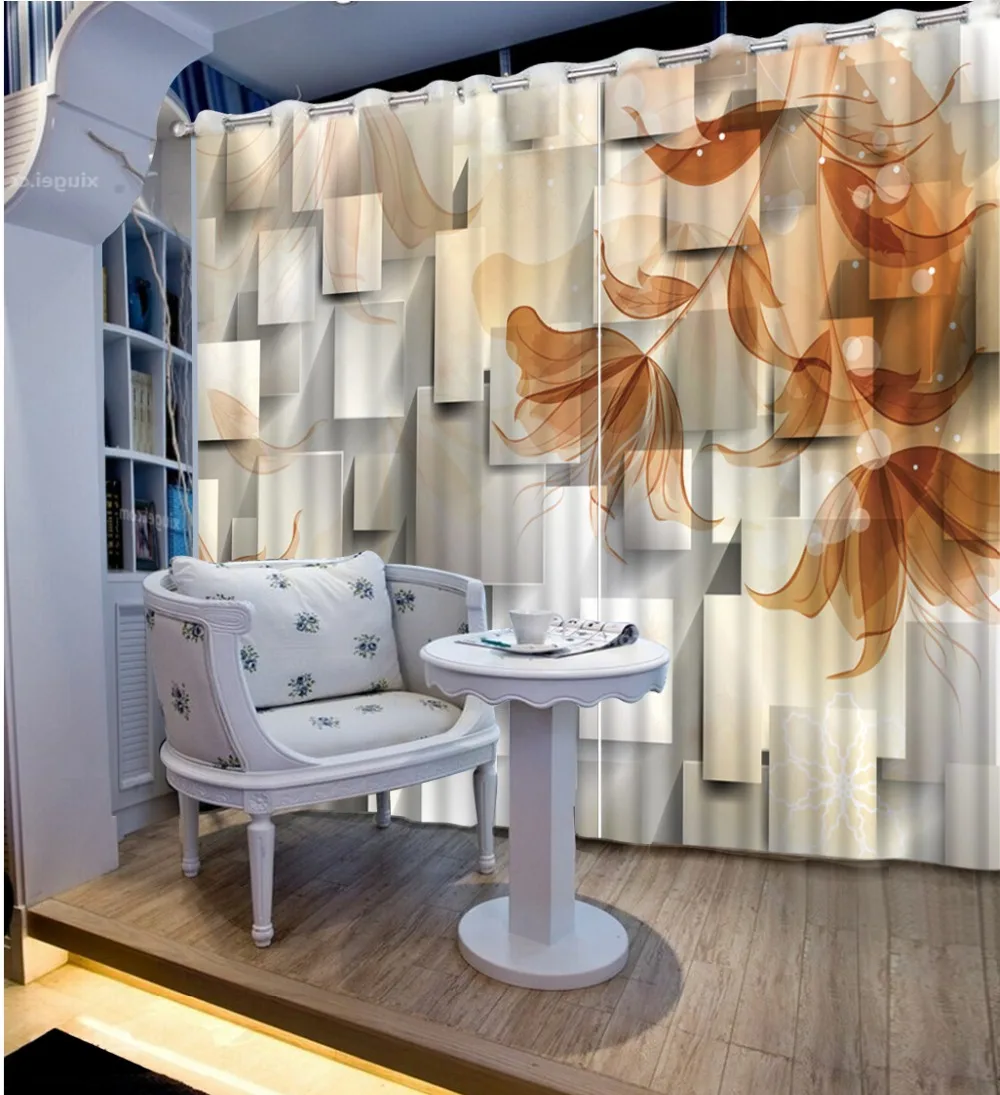 European Curtains For Living room 3D square box Curtain The Bathroom Custom Fabric Hooks | Дом и сад